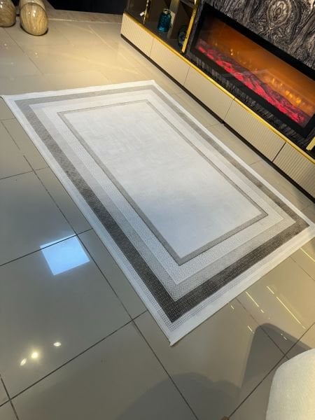 Merinos Vista %100 Akrilik Çerçeveli Salon Halısı Modern Leke Tutmaz Basılma Yapmaz Merinos Halı