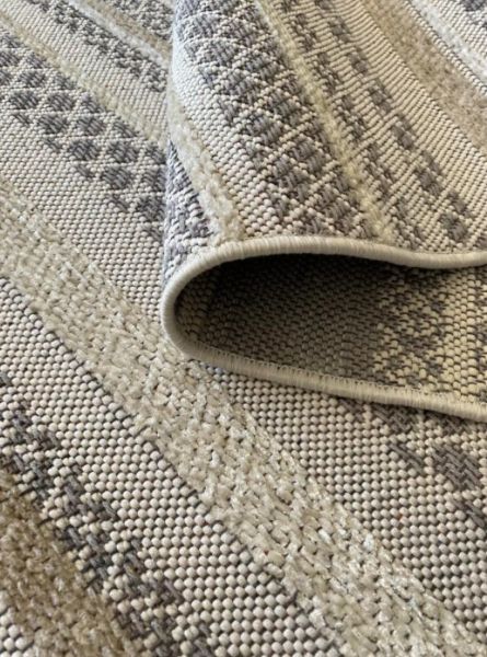 Reform Halı 4801 Meridyen Bej Beyaz Bukle Kabartmalı Örgü Saçaklı Modern Salon Halısı Koridor Hol Halı Yolluk