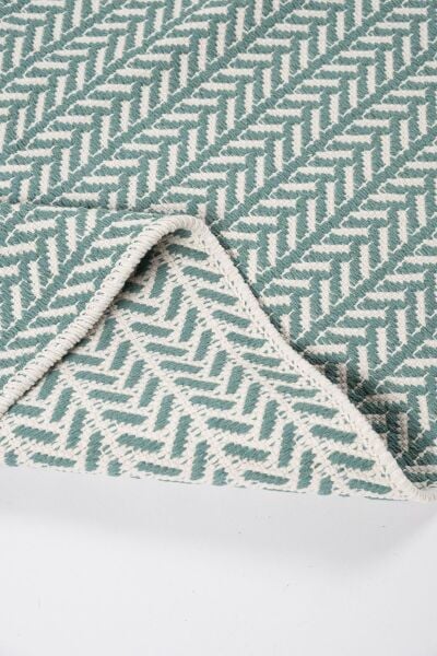 Cotto 80x150cm %100 Pamuk Çift Taraflı Çamaşır Makinesinde Yıkanabilir Saçaklı Kilim Yeşil