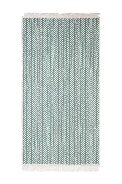 Cotto 80x150cm %100 Pamuk Çift Taraflı Çamaşır Makinesinde Yıkanabilir Saçaklı Kilim Yeşil