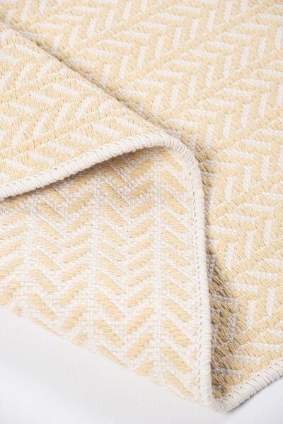 Cotto 80x150cm %100 Pamuk Çift Taraflı Çamaşır Makinesinde Yıkanabilir Saçaklı Kilim Sarı