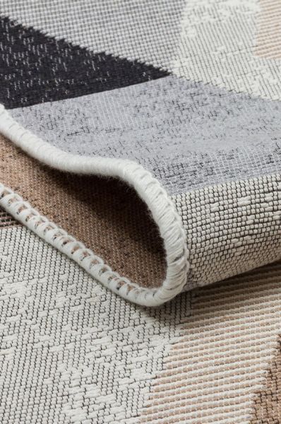 Eko Halı Arya AR 10 Beige Black Çift Taraflı Yıkanabilir Multi Kilim Hav Toz Vermez Yolluk Mutfak Halısı