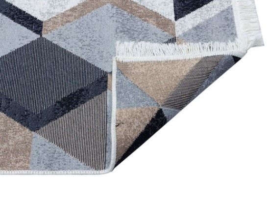 Eko Halı Arya AR 10 Beige Black Çift Taraflı Yıkanabilir Multi Kilim Hav Toz Vermez Yolluk Mutfak Halısı