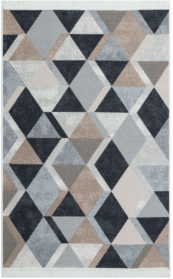 Eko Halı Arya AR 10 Beige Black Çift Taraflı Yıkanabilir Multi Kilim Hav Toz Vermez Yolluk Mutfak Halısı
