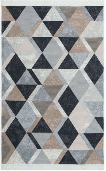 Eko Halı Arya AR 10 Beige Black Çift Taraflı Yıkanabilir Multi Kilim Hav Toz Vermez Yolluk Mutfak Halısı