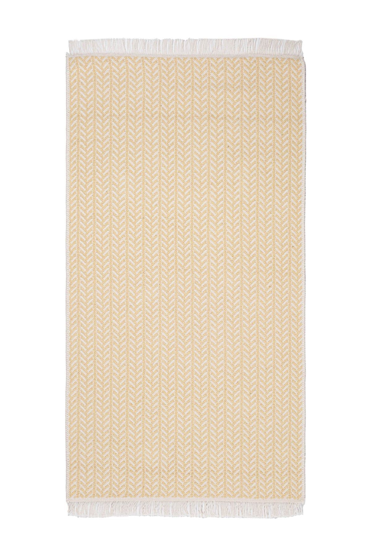 Cotto 80x150cm %100 Pamuk Çift Taraflı Çamaşır Makinesinde Yıkanabilir Saçaklı Kilim Sarı