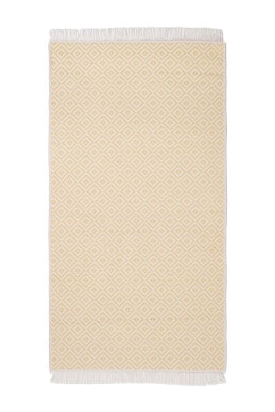 Cotto 80x150cm %100 Pamuk Çift Taraflı Çamaşır Makinesinde Yıkanabilir Saçaklı Kilim Sarı
