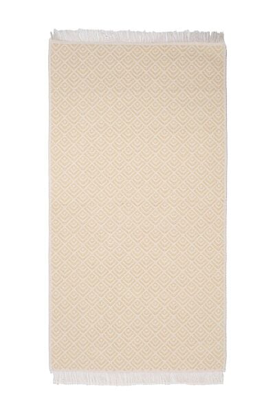 Cotto 80x150cm %100 Pamuk Çift Taraflı Çamaşır Makinesinde Yıkanabilir Saçaklı Kilim Sarı