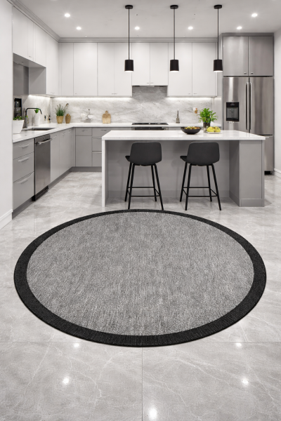 Agra SL03 Sisal Gri Hav Toz Vermez Kolay Temizlenen Yuvarlak Sisal Halı Antre Balkon Mutfak Silinebilir Sisal Kilim