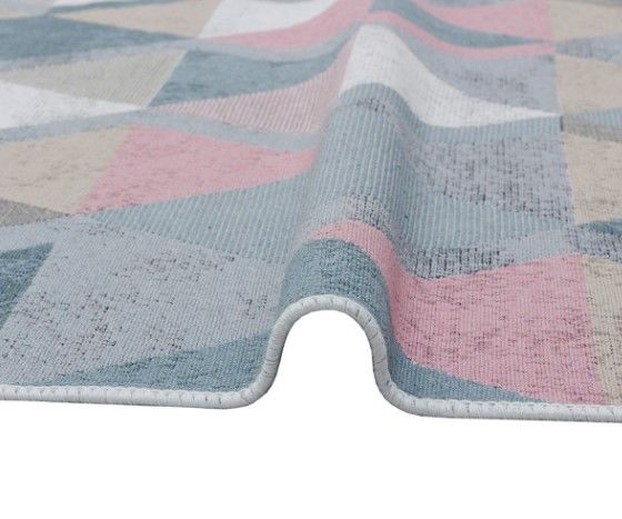 Eko Halı Arya AR 10 Blue Pink Çift Taraflı Yıkanabilir Multi Kilim Hav Toz Vermez Yolluk Mutfak Halısı