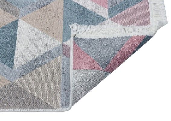Eko Halı Arya AR 10 Blue Pink Çift Taraflı Yıkanabilir Multi Kilim Hav Toz Vermez Yolluk Mutfak Halısı