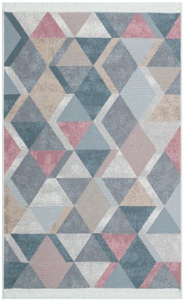 Eko Halı Arya AR 10 Blue Pink Çift Taraflı Yıkanabilir Multi Kilim Hav Toz Vermez Yolluk Mutfak Halısı