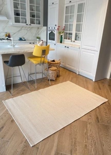 Seyran Halı Bombay 666 Krem Hasır Dokulu Modern Dokuma Taban Hav Toz Vermez Halı