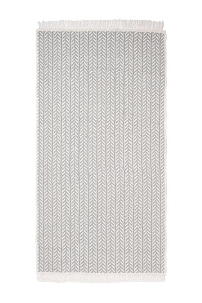 Cotto 80x150cm %100 Pamuk Çift Taraflı Çamaşır Makinesinde Yıkanabilir Saçaklı Kilim Gri