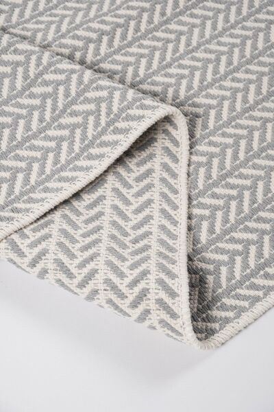 Cotto 80x150cm %100 Pamuk Çift Taraflı Çamaşır Makinesinde Yıkanabilir Saçaklı Kilim Gri