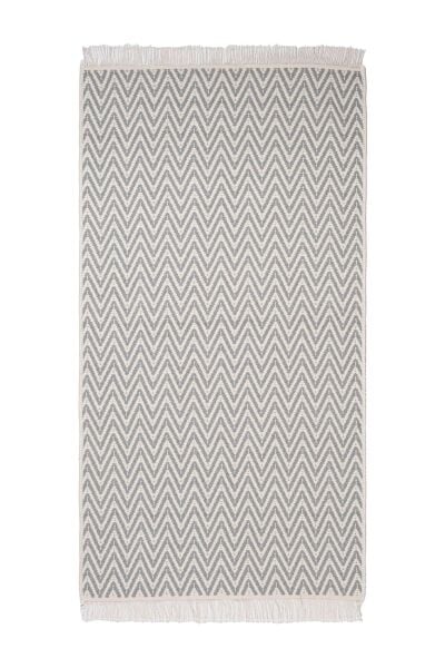 Cotto 80x150cm %100 Pamuk Çift Taraflı Çamaşır Makinesinde Yıkanabilir Saçaklı Kilim Gri