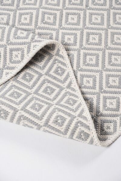 Cotto 80x150cm %100 Pamuk Çift Taraflı Çamaşır Makinesinde Yıkanabilir Saçaklı Kilim Gri