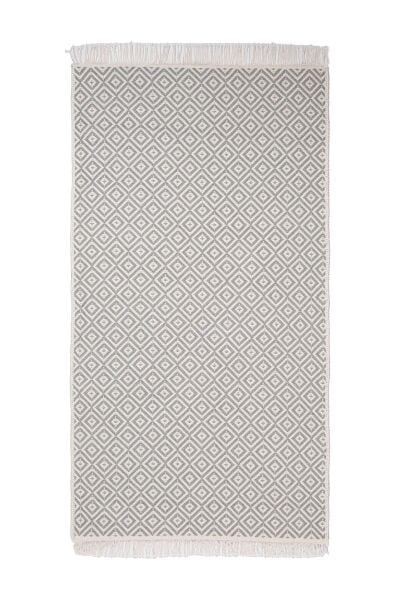 Cotto 80x150cm %100 Pamuk Çift Taraflı Çamaşır Makinesinde Yıkanabilir Saçaklı Kilim Gri