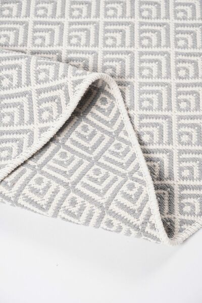 Cotto 80x150cm %100 Pamuk Çift Taraflı Çamaşır Makinesinde Yıkanabilir Saçaklı Kilim Gri
