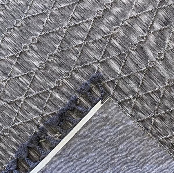 Reform Halı 6045 Nepal Sisal Gri Bukle Örgü Saçaklı Modern Salon Halısı Koridor Hol Halı Yolluk