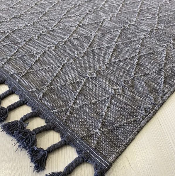 Reform Halı 6045 Nepal Sisal Gri Bukle Örgü Saçaklı Modern Salon Halısı Koridor Hol Halı Yolluk