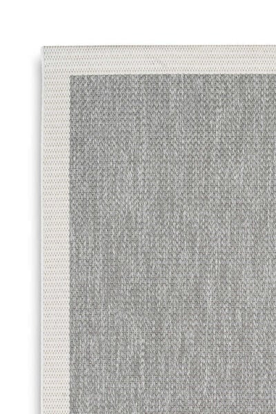 Agra Ar05 Sisal Hav Toz Vermez Kolay Silinebilir Dikdörtgen Sisal Halı Antre Balkon Mutfak Silinebilir Sisal Kilim Beyaz Çerçeveli Gri Sisal Halı