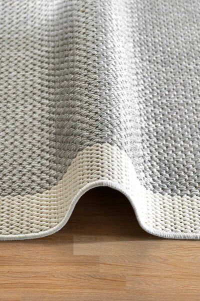 Agra Ar05 Sisal Hav Toz Vermez Kolay Silinebilir Dikdörtgen Sisal Halı Antre Balkon Mutfak Silinebilir Sisal Kilim Beyaz Çerçeveli Gri Sisal Halı