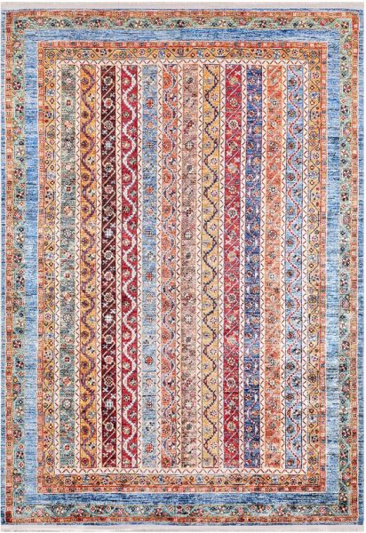 Halımax Dara 132 Yıkanabilir Kaymaz Dokuma Tabanlı Mavi Çizgili Modern Halı 80x200