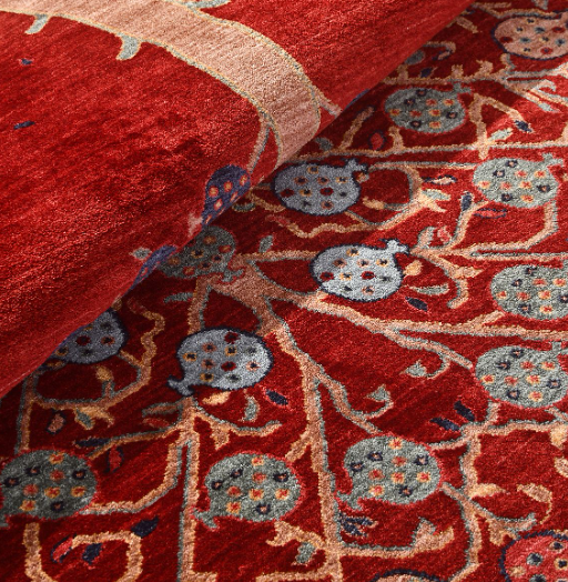 Crea Halı Özerk08 Kırmızı Vintage Hayat Ağacı Desenli Dekoratif Halı