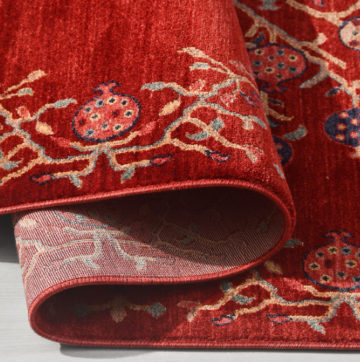 Crea Halı Özerk08 Kırmızı Vintage Hayat Ağacı Desenli Dekoratif Halı