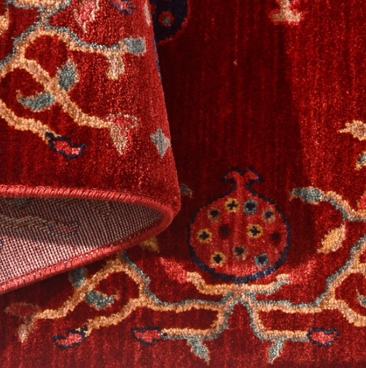 Crea Halı Özerk08 Kırmızı Vintage Hayat Ağacı Desenli Dekoratif Halı