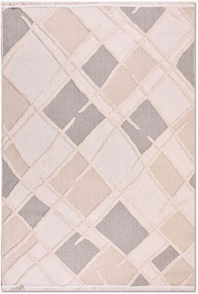 Crea Halı Fox FC03K Krem Kabartmalı Modern Salon Halısı Mutfak Halısı Dekoratif Koridor Halısı My Crea Home