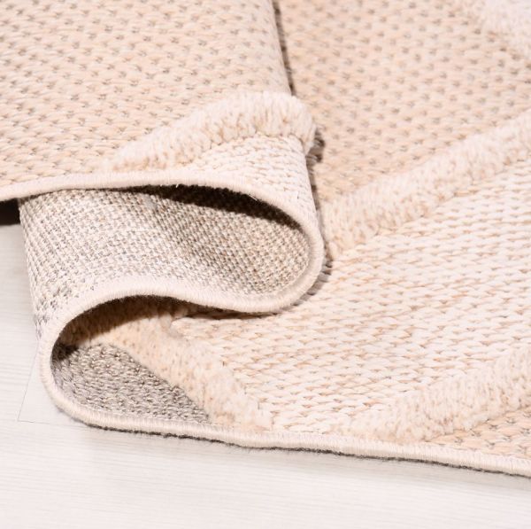 Crea Halı Fox FC03K Krem Kabartmalı Modern Salon Halısı Mutfak Halısı Dekoratif Koridor Halısı My Crea Home