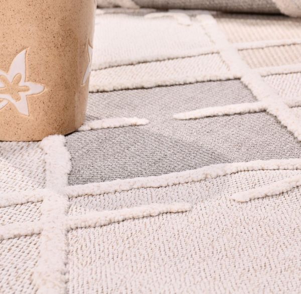 Crea Halı Fox FC03K Krem Kabartmalı Modern Salon Halısı Mutfak Halısı Dekoratif Koridor Halısı My Crea Home