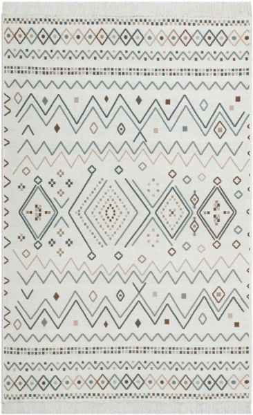 Eko Halı Arya AR 05 Beige Blue Çift Taraflı Yıkanabilir Multi Kilim Hav Toz Vermez Yolluk Mutfak Halısı