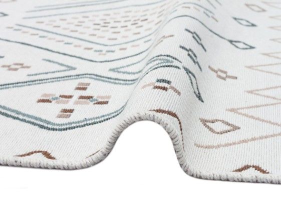Eko Halı Arya AR 05 Beige Blue Çift Taraflı Yıkanabilir Multi Kilim Hav Toz Vermez Yolluk Mutfak Halısı