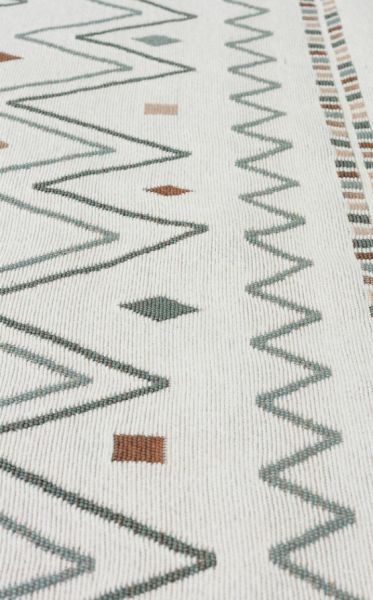 Eko Halı Arya AR 05 Beige Blue Çift Taraflı Yıkanabilir Multi Kilim Hav Toz Vermez Yolluk Mutfak Halısı