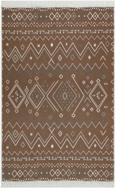 Eko Halı Arya AR 05 Beige Blue Çift Taraflı Yıkanabilir Multi Kilim Hav Toz Vermez Yolluk Mutfak Halısı