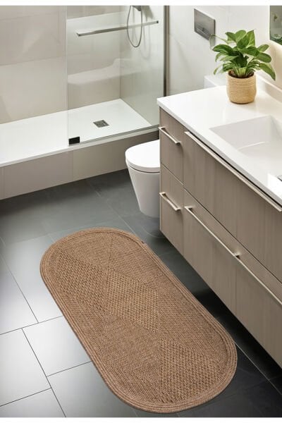 Boho 01 Naturel Oval Jüt Halı Yolluk Jüt Taban Jüt Kilim Hasır Halı Otantik Bohem Halı