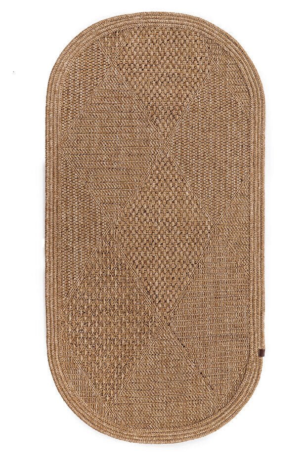 Boho 01 Naturel Oval Jüt Halı Yolluk Jüt Taban Jüt Kilim Hasır Halı Otantik Bohem Halı