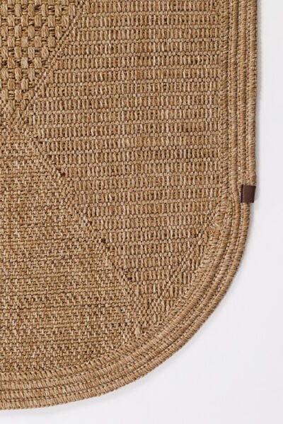 Boho 01 Naturel Oval Jüt Halı Yolluk Jüt Taban Jüt Kilim Hasır Halı Otantik Bohem Halı