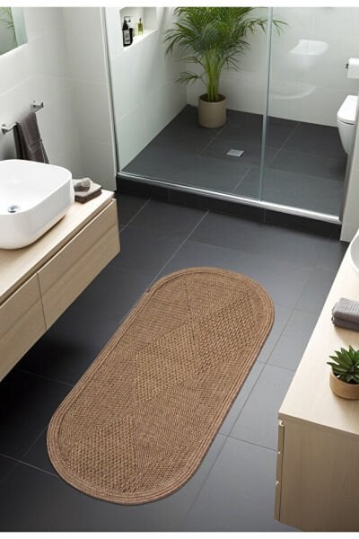 Boho 01 Naturel Oval Jüt Halı Yolluk Jüt Taban Jüt Kilim Hasır Halı Otantik Bohem Halı