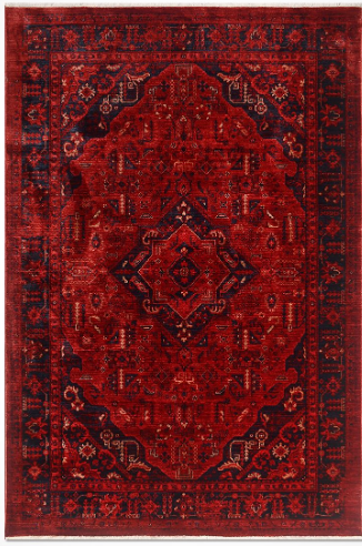Crea Halı Özerk09 Kırmızı Vintage Dekoratif Klasik Halı Salon Halısı
