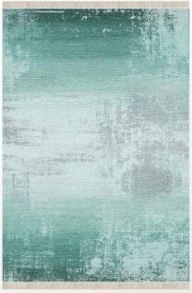 Halımax Dara 146 Yıkanabilir Kaymaz Dokuma Tabanlı Turkuaz Geçişli Modern Halı 100x200