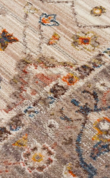 Pietra PTA 01 Cream Grey Etnik Yumuşak Tuşeli Makine Halısı Vintage Otantik Salon Oturma Odası Halısı Eko Halı