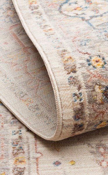 Pietra PTA 01 Cream Grey Etnik Yumuşak Tuşeli Makine Halısı Vintage Otantik Salon Oturma Odası Halısı Eko Halı