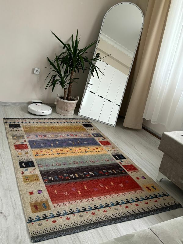 Base Vintage Kaymaz Taban Kilim Retro Eskitme Halı Yolluk B1