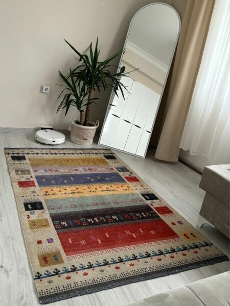Base Vintage Kaymaz Taban Kilim Retro Eskitme Halı Yolluk B1