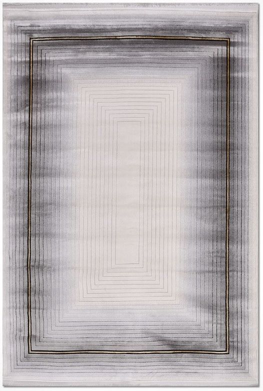 Crea Halı Girit GT06 Gri Çerçeveli Akrilik Dokuma Modern Salon Halısı My Crea Home