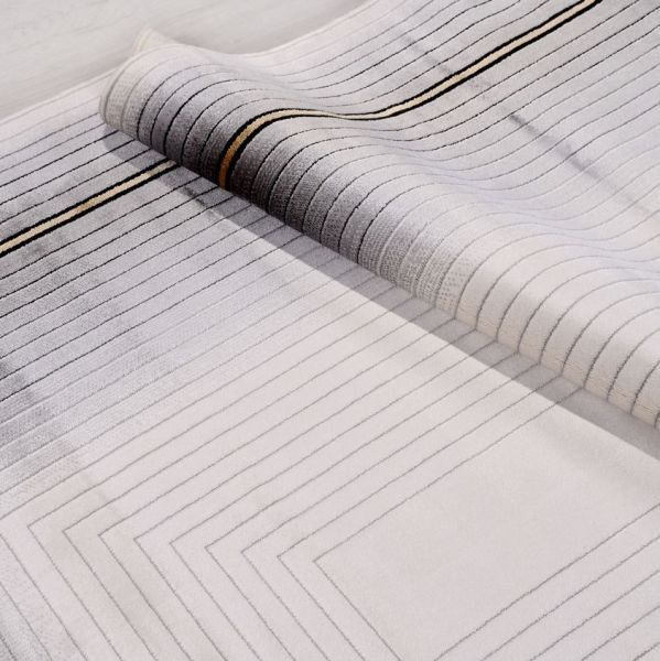 Crea Halı Girit GT06 Gri Çerçeveli Akrilik Dokuma Modern Salon Halısı My Crea Home